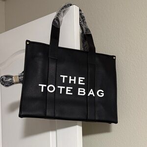 The Tote Bag Black Leatherette Carryall Tote